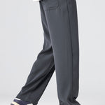 Single Pleat Drawstring Straight Leg Pants