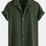 Texture Jacquard Cuban Shirt & Crinkled Textured Drawstring Shorts