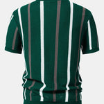 Striped Knit Zip Up Polo Shirt