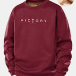Victory Slogan Print Teddy Fleece Lined Sweatshirt