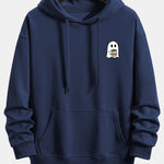 Ghost Drinking Coffee Print Relax Fit Hoodie