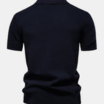 Pineapple Texture Knit V Neck Polo