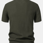 Wave Jacquard Knit V Neck Polo Shirt & Straight Leg Ribbed Pants