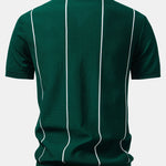 Stripe Zip Up Knitted Polo Shirt