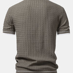 Wave Jacquard Zip Up Knitted Polo Shirt
