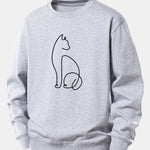 Cat Line Print Relax Fit Sweatshirt