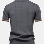 Contrast Trim Zipper Knit Polo Shirt