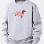 Hot Dog Dachshund Print Relax Fit Sweatshirt
