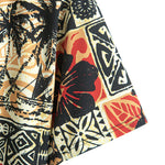 Palm Tree Turtle Ethnic Geometry Print Button Up Shirt & Swim Shorts