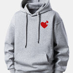 Heart Puzzle Print Relax Fit Hoodie