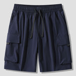 Solid Drawstring Cargo Shorts