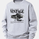 Vintage Car Print Relax Fit Sweatshirt