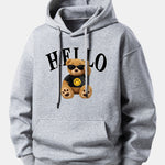 Hello Sunglasses Bear Print Relax Fit Hoodie