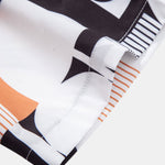 Color Block Geometry Print Button Up Shirt & Drawstring Swim Shorts