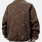 Teddy Lined Geometric Print Baseball Jacket
