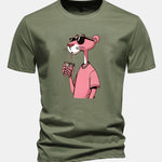 Regular Fit Pink Panther Print Cotton T-Shirt