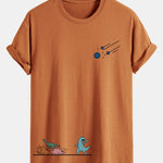 Regular Fit Dinosaurs Avoid Meteorites Print Cotton T-Shirt