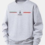 Paris Stripe Print Relax Fit Sweatshirt