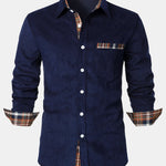 Corduroy Plaid Panel Button Up Shirt