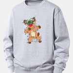 Christmas Lights Reindeer Print Relax Fit Sweatshirt