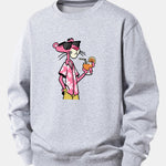 Vacation Pink Panther Print Relax Fit Sweatshirt