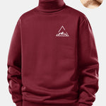 Mountain Print Teddy Fleece Lined Turtle Neck Sweatshirt
