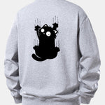 Black Cat Print Relax Fit Sweatshirt