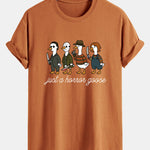 Regular Fit Halloween Horror Goose Print Cotton T-Shirt
