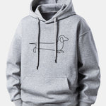Line Dachshund Print Relax Fit Hoodie