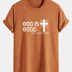 Regular Fit God Is Good Cross Print Cotton T-Shirt