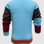 Men's colorful casual patchwork V-neck sweater