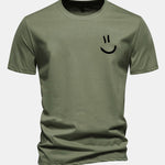 Regular Fit Smiley Face Print Cotton T-Shirt