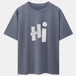 Hi Slogan Lines Print Drop Shoulder Oversize T-Shirt
