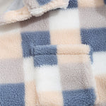 Men's Classic Plaid  Fluffy Faux Fur Single Pocket Button Lapel Jacket