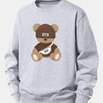 Stripe Bear Print Relax Fit Sweatshirt