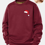 Christmas Hat Print Teddy Fleece Lined Sweatshirt