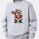 Christmas Lights Santa Claus Print Relax Fit Sweatshirt