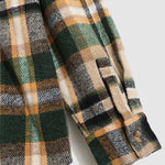 Men's Plaid Hooded Wool Blend Lapel Shirt Jacket Corduroy Casual Pants