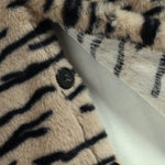 Men's Faux Fur Irregular Tiger Pattern Casual Button-up Jacket