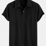 Knitted Geometric Rhombus Jacquard Polo & Straight Leg Ribbed Pants