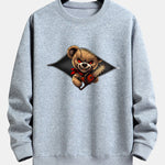 Halloween Zipper Evil Bear Print Relax Fit Sweatshirt