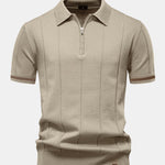 Contrast Trim Zipper Knit Polo Shirt