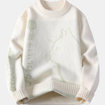 Japanese Cat Print Crew Neck Sweater