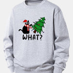 Christmas Naughty Cat Print Relax Fit Sweatshirt