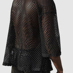 Men's hollow sexy mesh cardigan shawl shirt