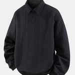 Geometric Jacquard Polo Collar Sweatshirt