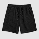 Geometric Retro Jacquard Polo + Casual Shorts 2-piece set-BLACK