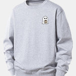 Ghost Drinking Coffee Print Relax Fit Sweatshirt