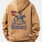 Western Cowboy Print Drawstring Hoodie