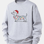 Christmas Light Dog Print Relax Fit Sweatshirt